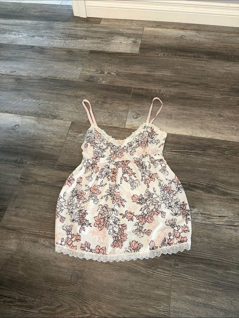 Marilyn Monroe Floral Lace Trim Pink and White Cami Top
